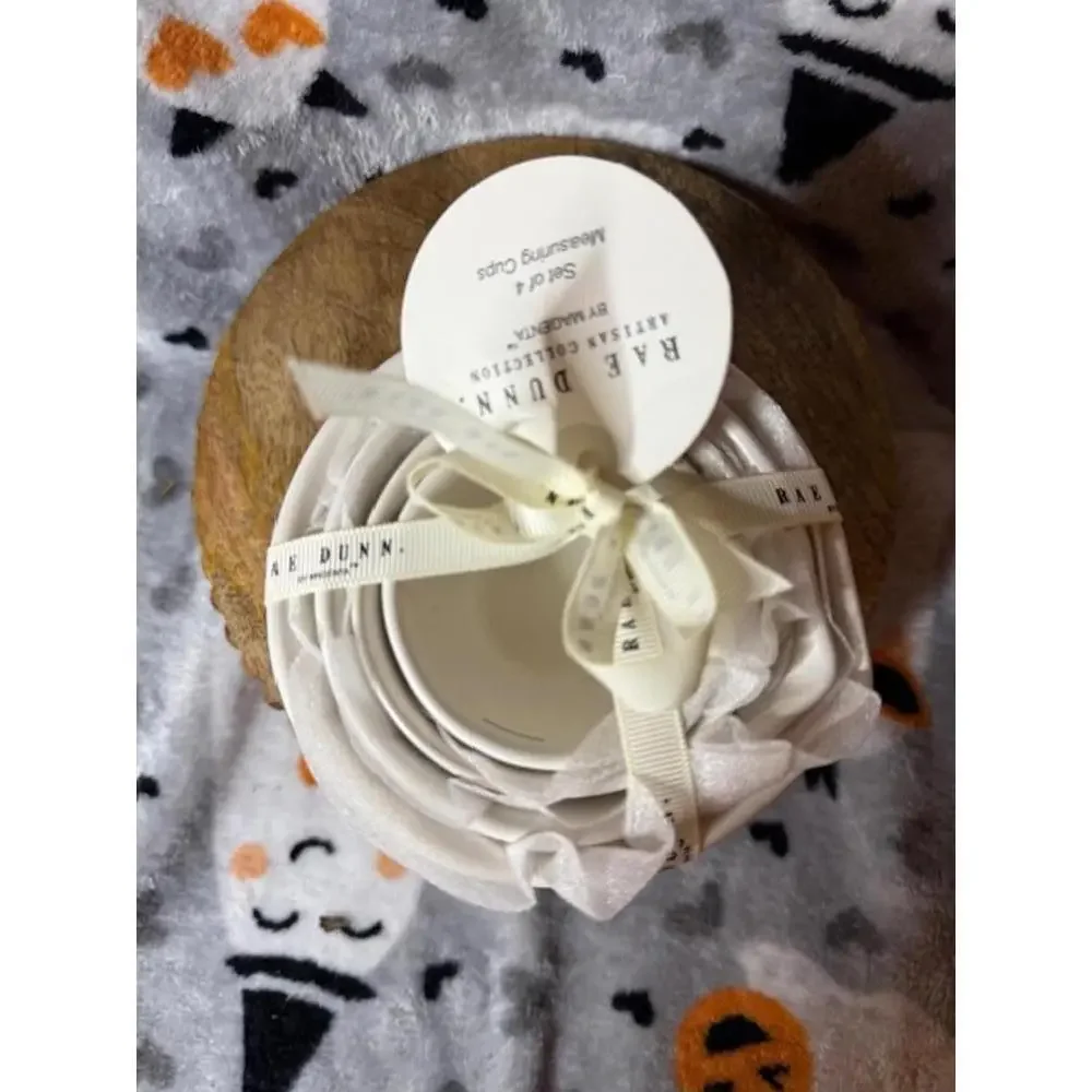 Rae Dunn “ONE” White Ceramic Measuring Cups Set of 4 Artisan Collection NWT